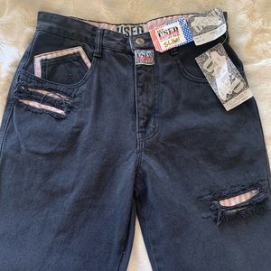 Vintage-Get Used by Elie Classic Slim Jeans-NWT-Black with Patches-Size 28.5